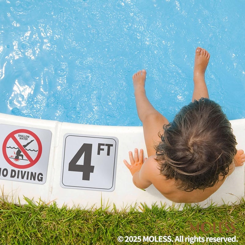 MOLESS 4FT Pool Depth Marker Stickers – 6x6″ Anti-Slip Vinyl Tile Stickers for Swimming Pool Safety Signs, Adhesive Pool Depth Markers for Decks, 4 FT (1 Pack) - Image 5